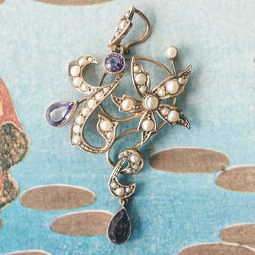 Edwardian Floral Lavaliere Pendant - Lost Owl Jewelry
