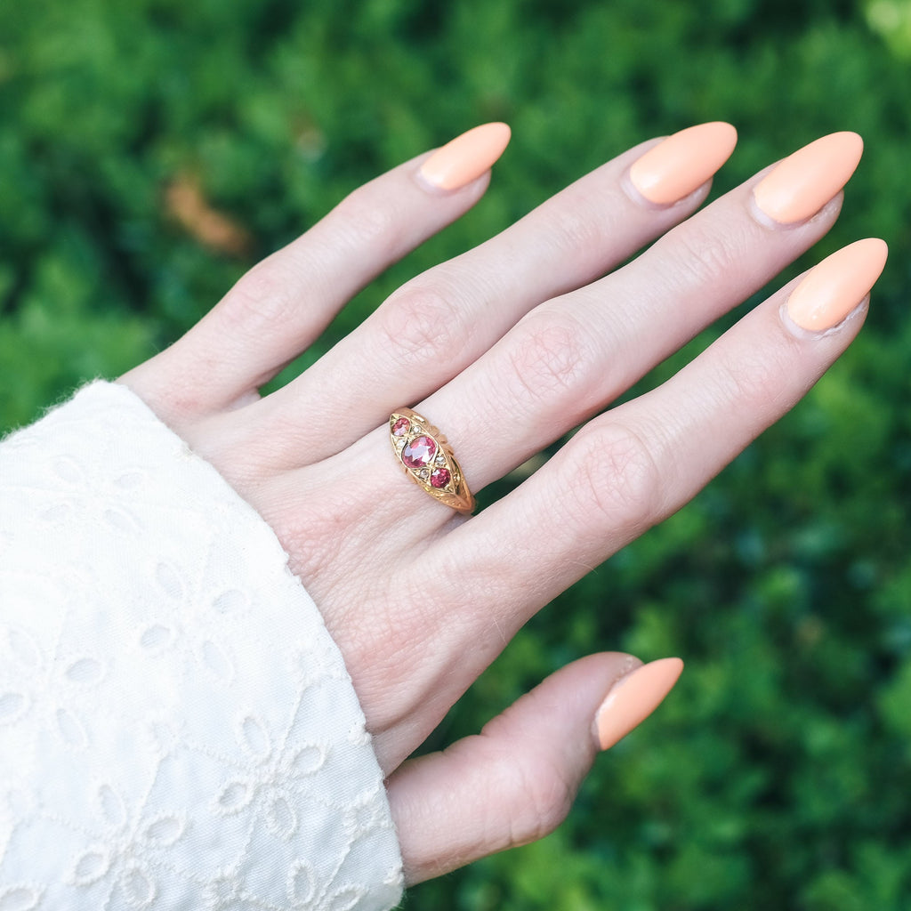 Edwardian Foliate Boat Ring - Lost Owl Jewelry