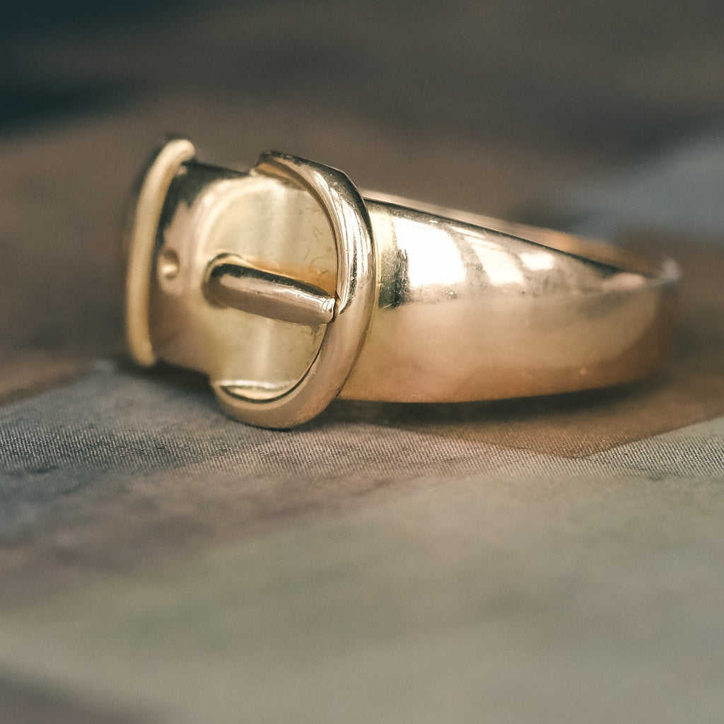 Edwardian Gold Buckle Ring - Lost Owl Jewelry
