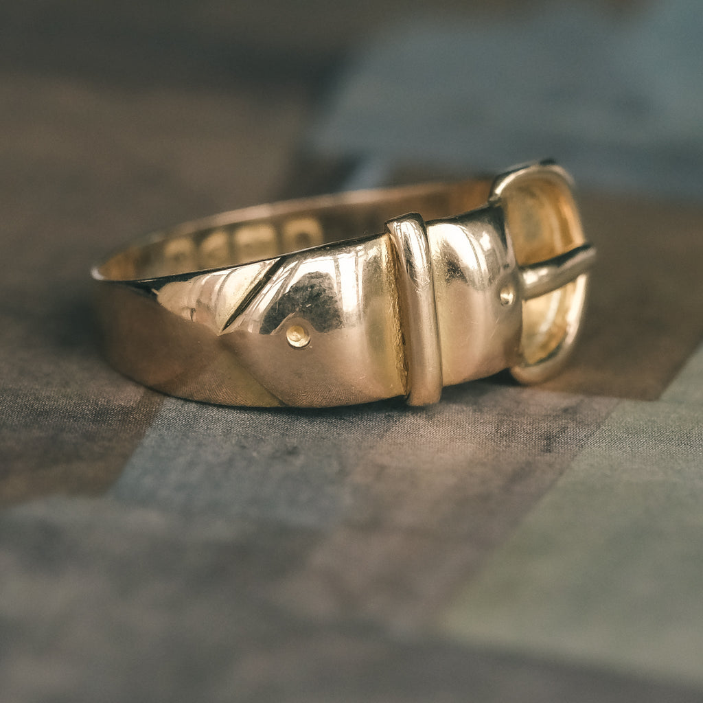 Edwardian Gold Buckle Ring - Lost Owl Jewelry