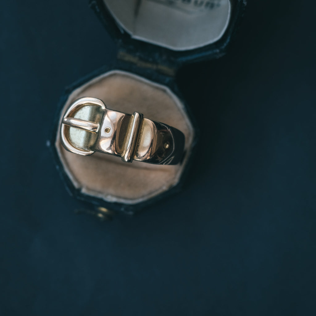 Edwardian Gold Buckle Ring - Lost Owl Jewelry