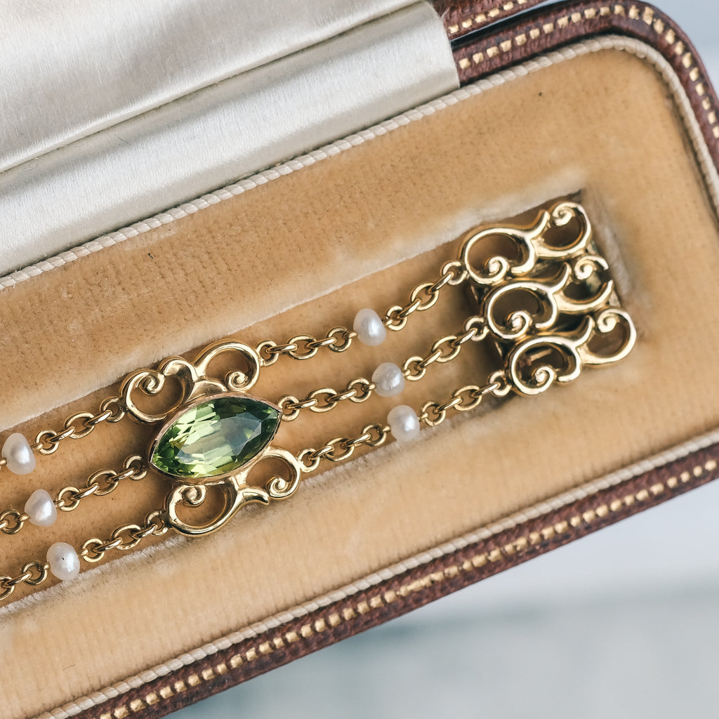 Edwardian Green & White Bracelet - Lost Owl Jewelry