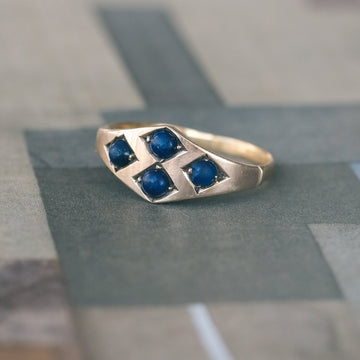 Edwardian Lapis 4 - Stone Ring - Lost Owl Jewelry