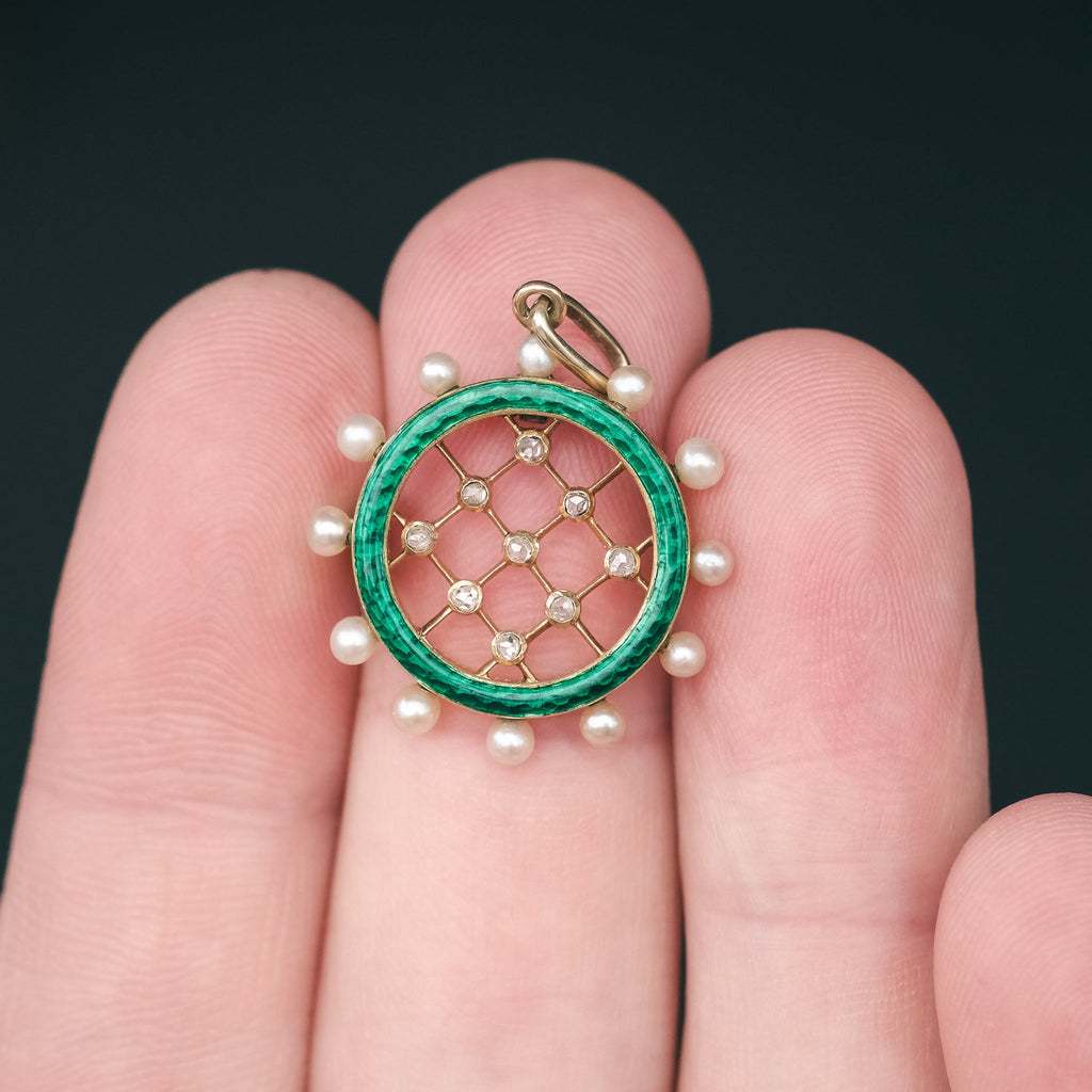 Edwardian Lattice & Halo Pendant - Lost Owl Jewelry