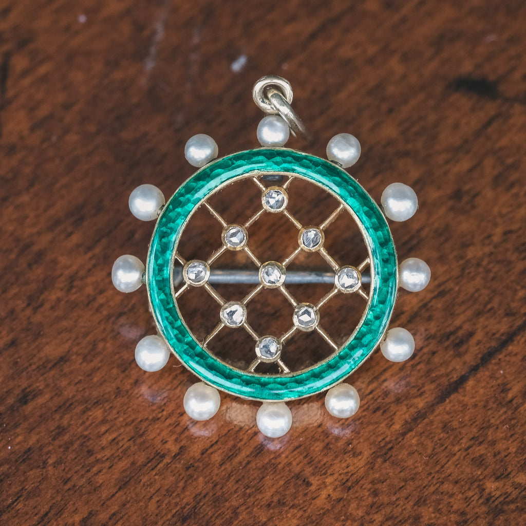 Edwardian Lattice & Halo Pendant - Lost Owl Jewelry