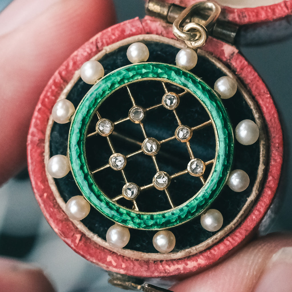 Edwardian Lattice & Halo Pendant - Lost Owl Jewelry