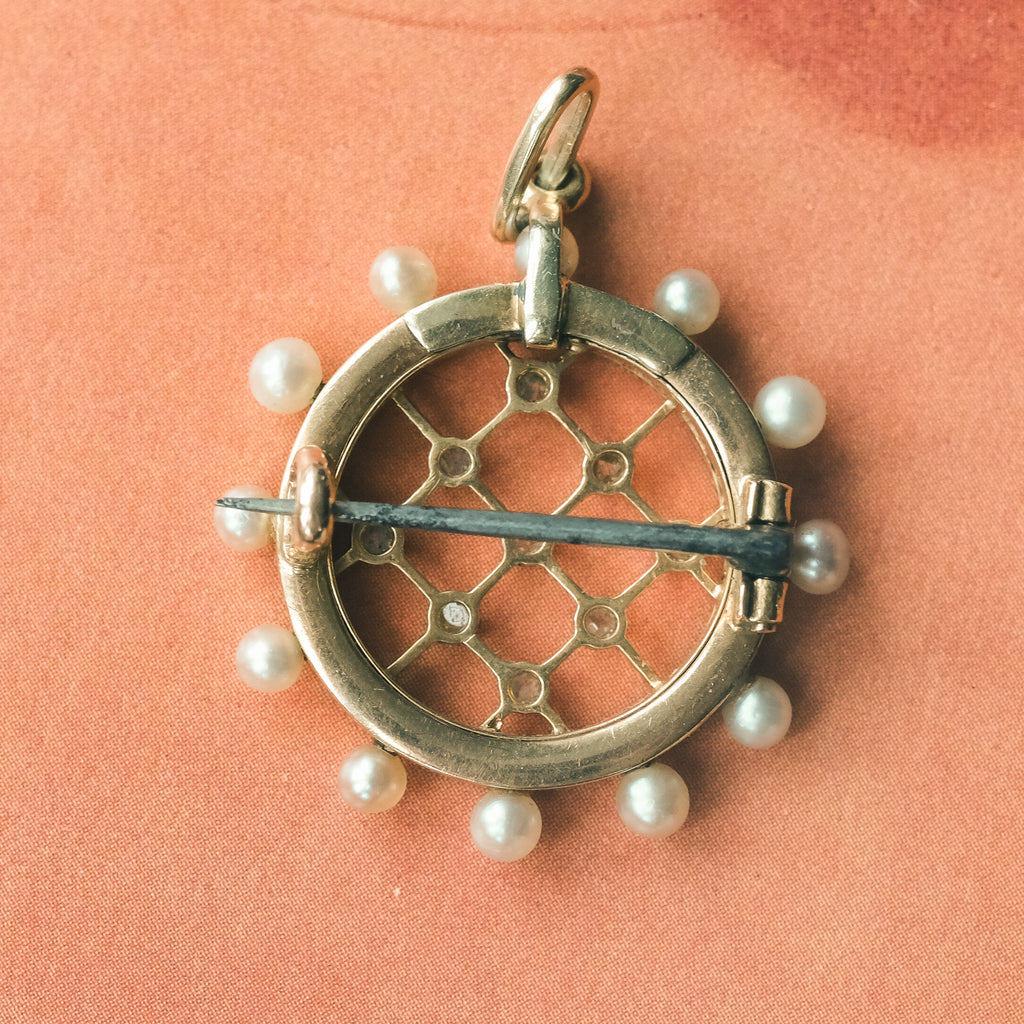 Edwardian Lattice & Halo Pendant - Lost Owl Jewelry