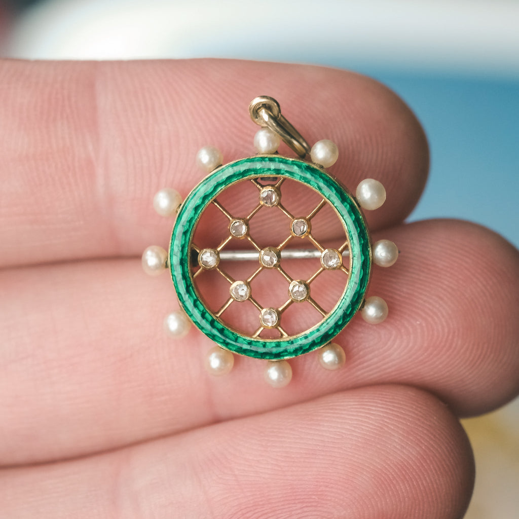 Edwardian Lattice & Halo Pendant - Lost Owl Jewelry