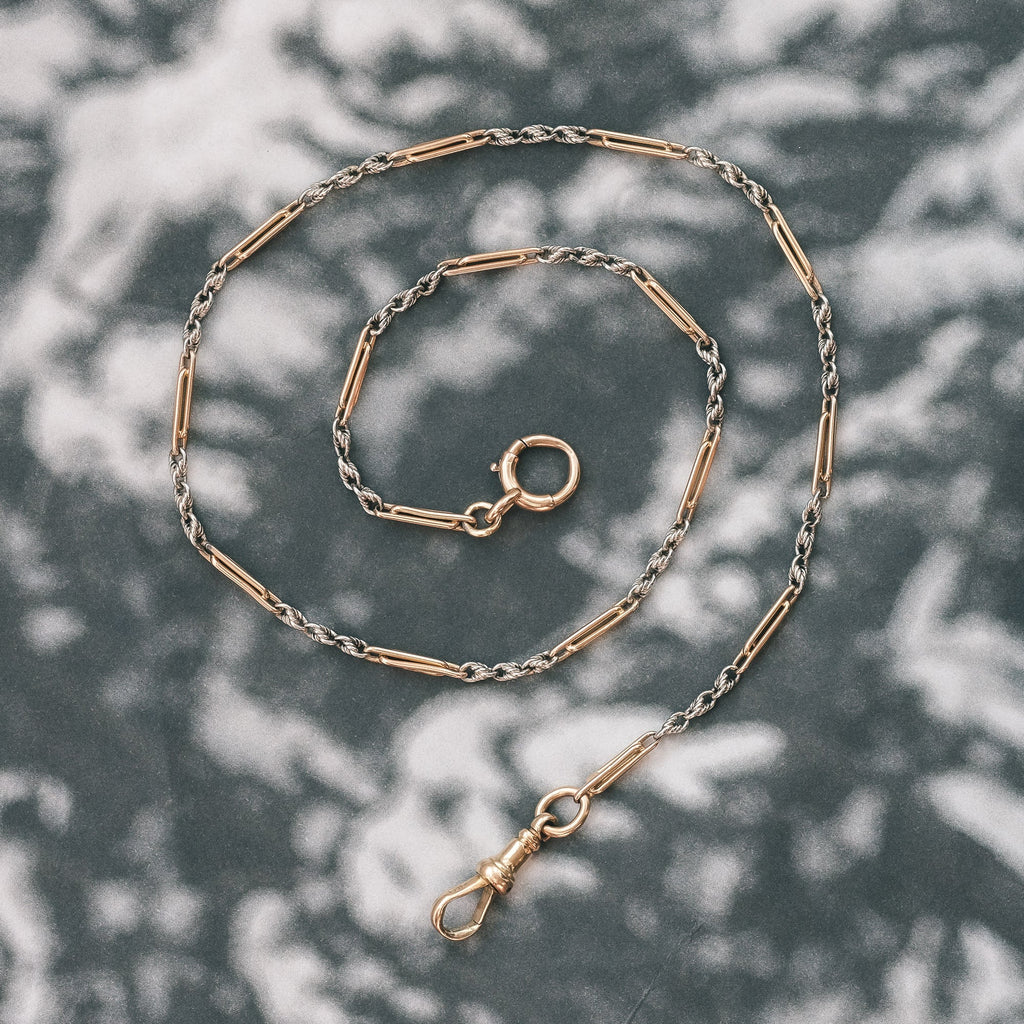 Edwardian Mixed Metal Trombone Link Chain - Lost Owl Jewelry