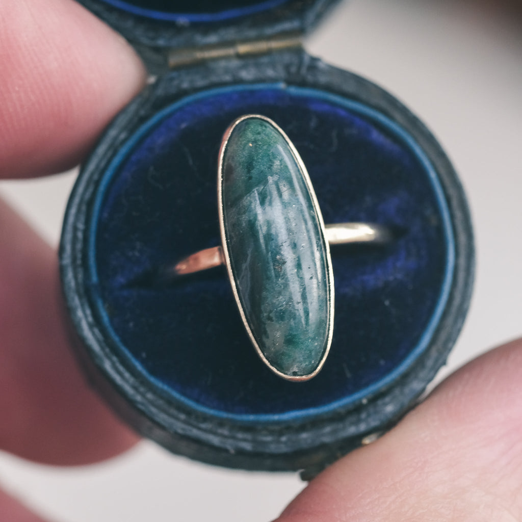 Edwardian Moss Agate Ring - Lost Owl Jewelry