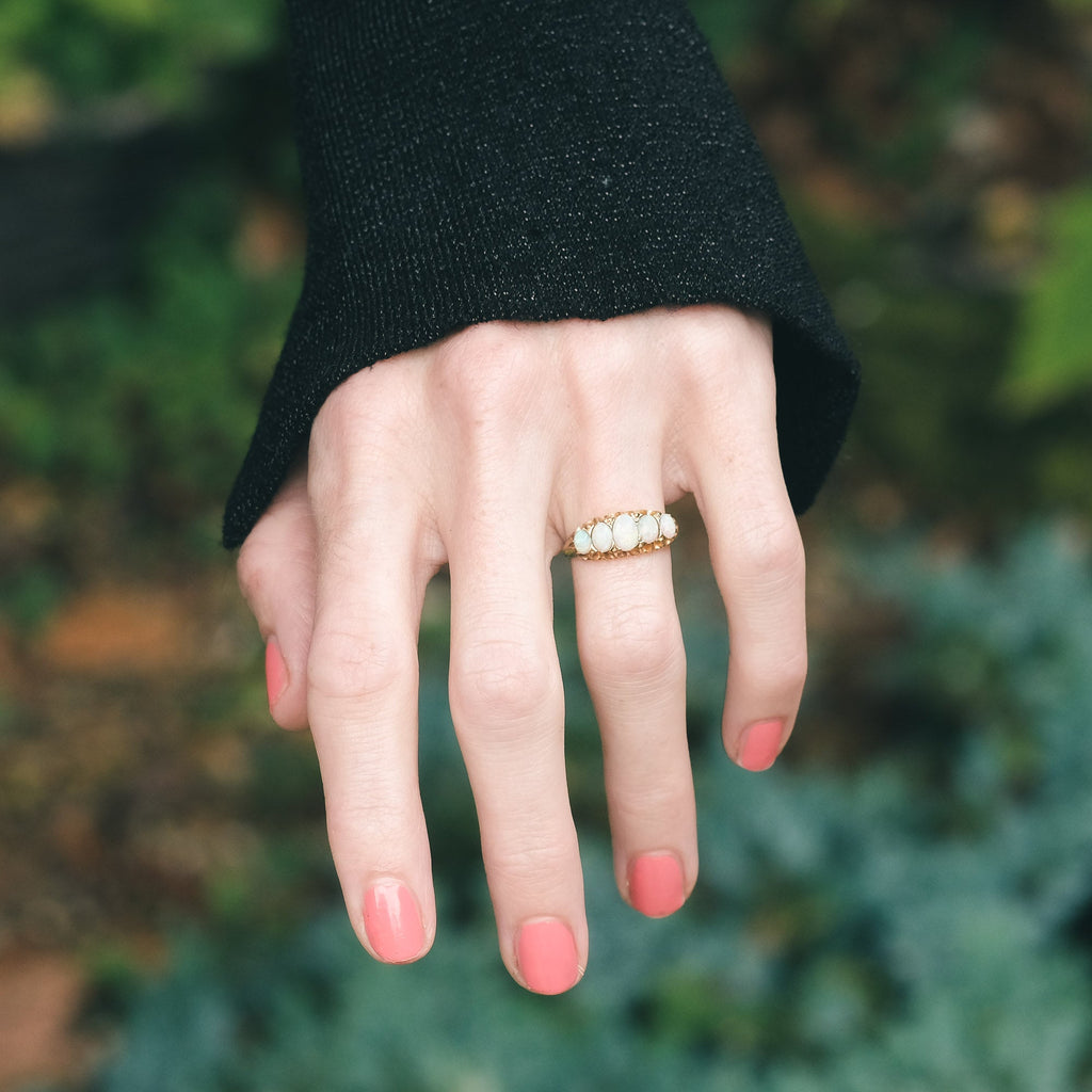 Edwardian Opal 5 - Stone Ring - Lost Owl Jewelry
