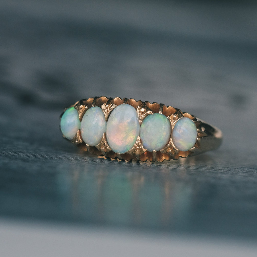Edwardian Opal 5 - Stone Ring - Lost Owl Jewelry