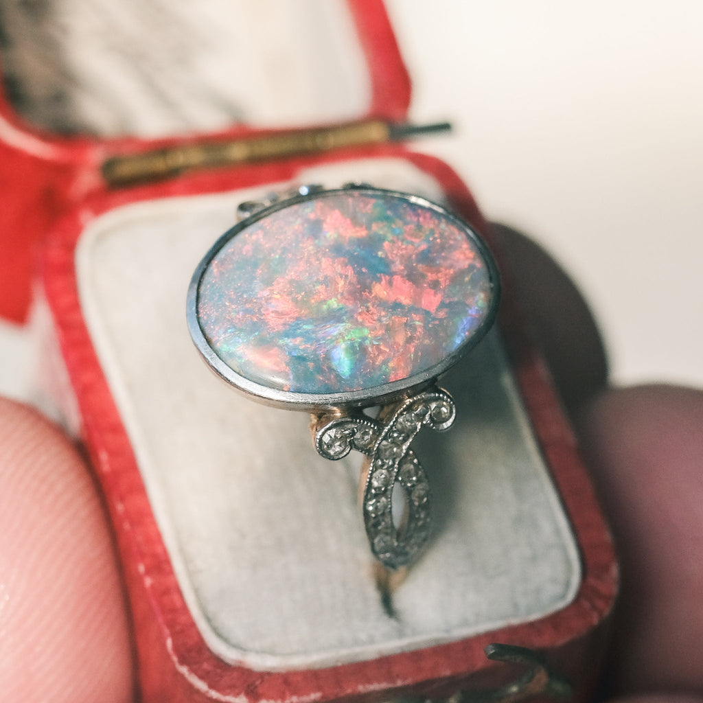 Edwardian Opal Cocktail Ring - Lost Owl Jewelry