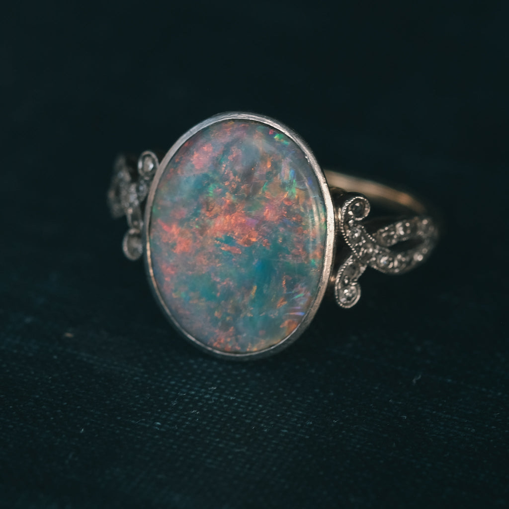 Edwardian Opal Cocktail Ring - Lost Owl Jewelry