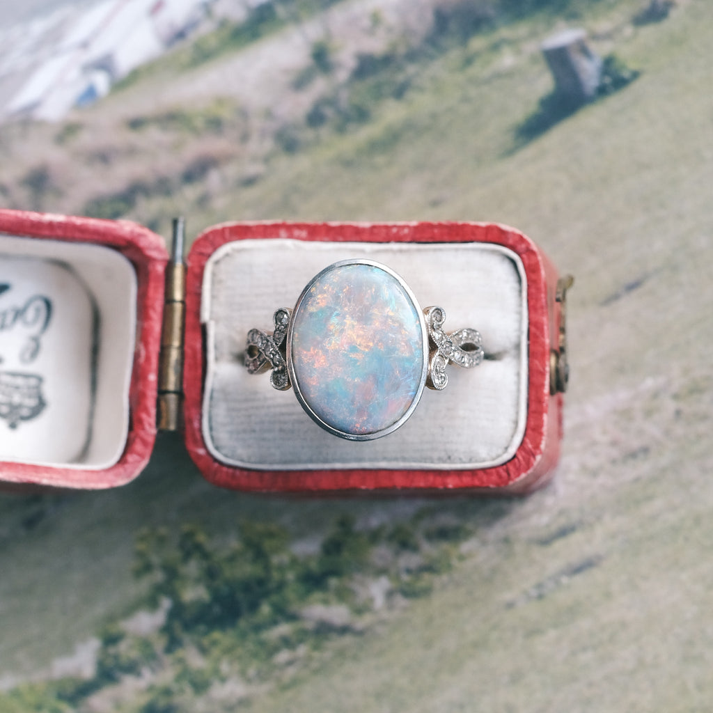 Edwardian Opal Cocktail Ring - Lost Owl Jewelry