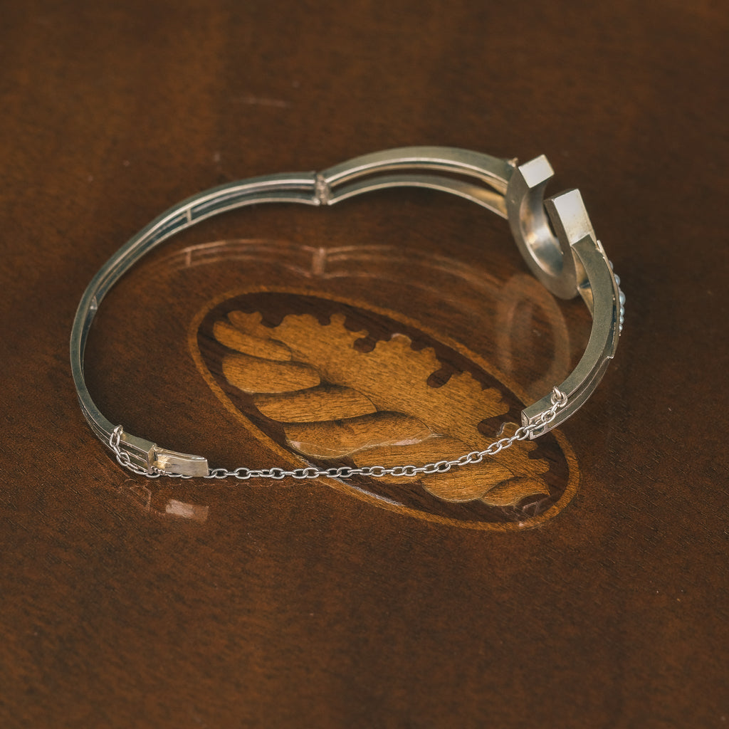 Edwardian Pearl Horseshoe Bangle - Lost Owl Jewelry