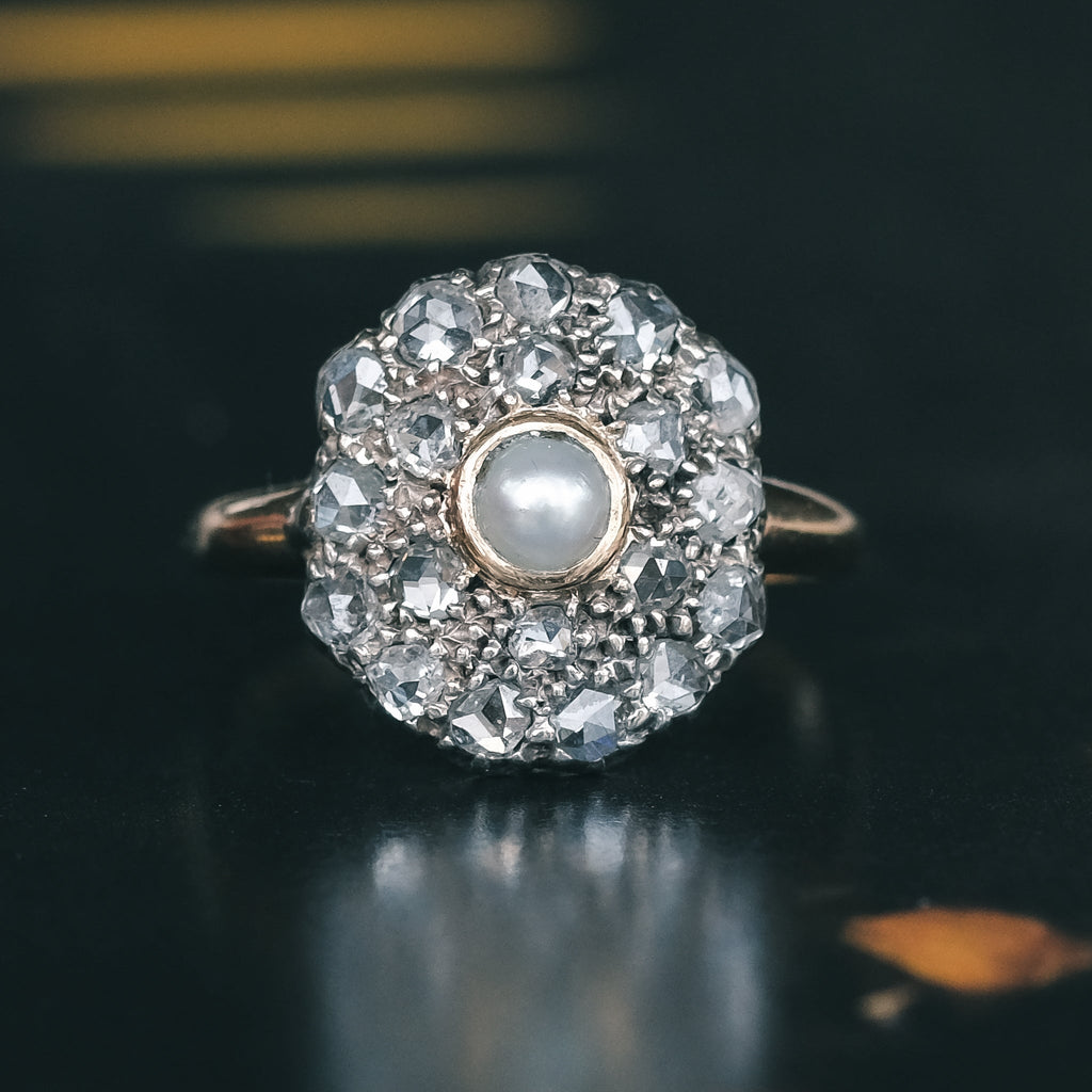 Edwardian Pearl & Rose Diamond Ring - Lost Owl Jewelry