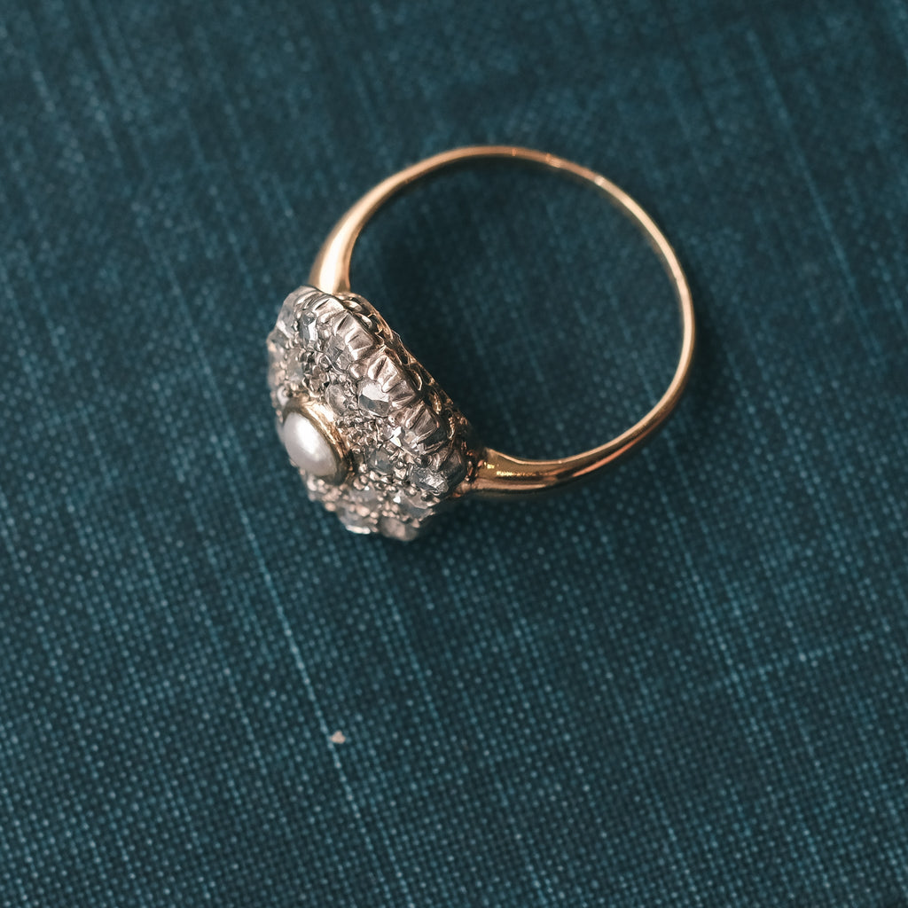 Edwardian Pearl & Rose Diamond Ring - Lost Owl Jewelry