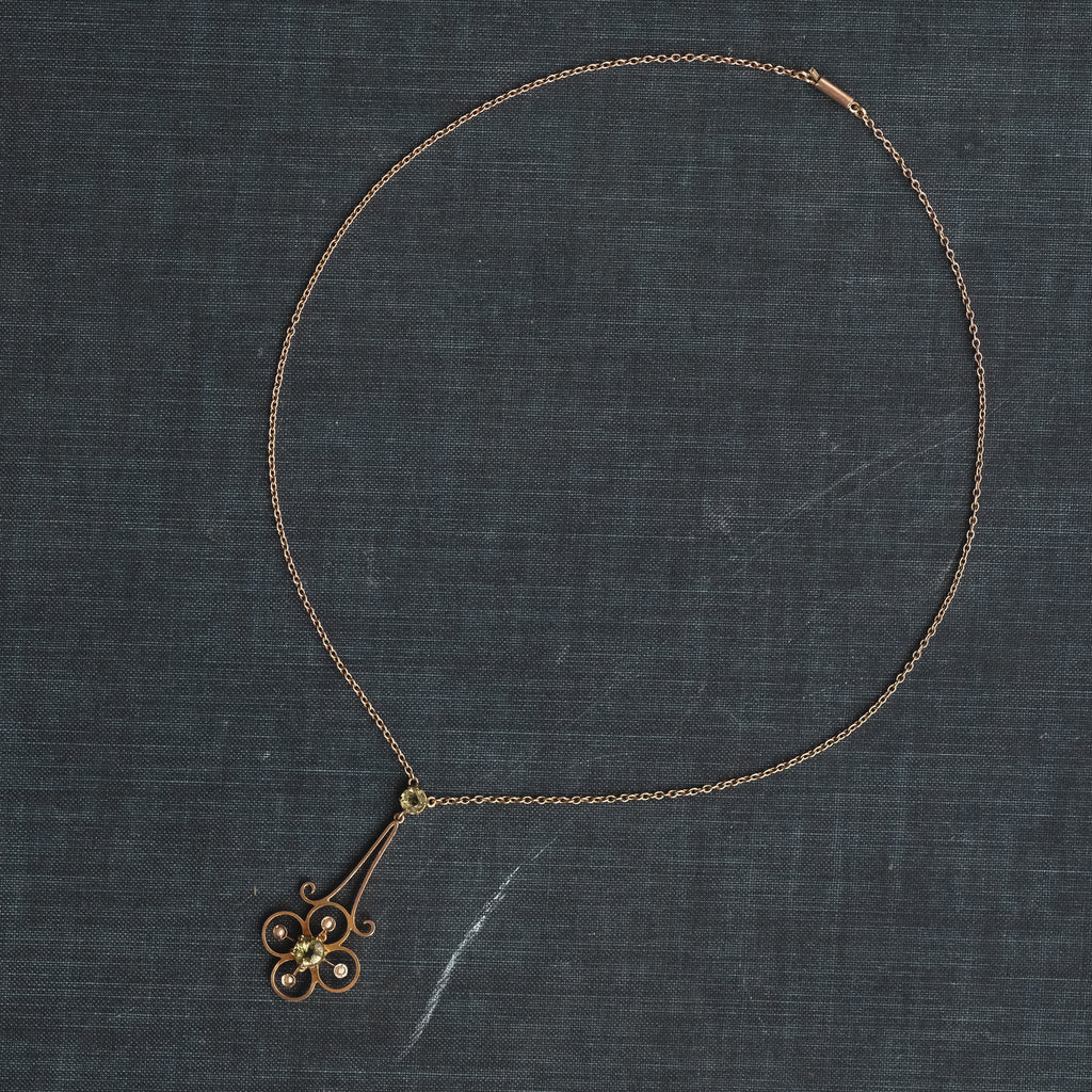 Edwardian Peridot & Pearl Necklace - Lost Owl Jewelry