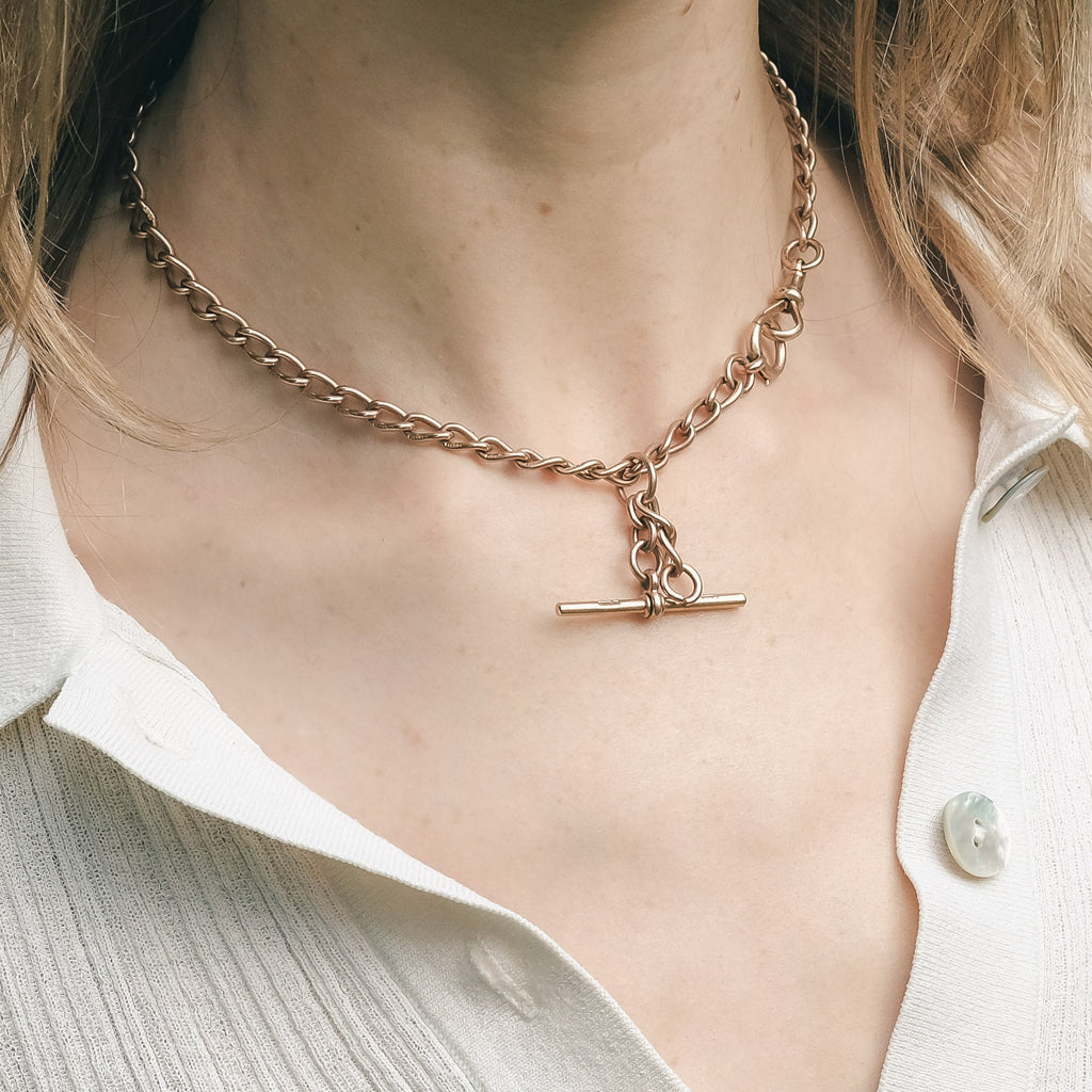 Edwardian Rose Gold Albert Chain - Lost Owl Jewelry