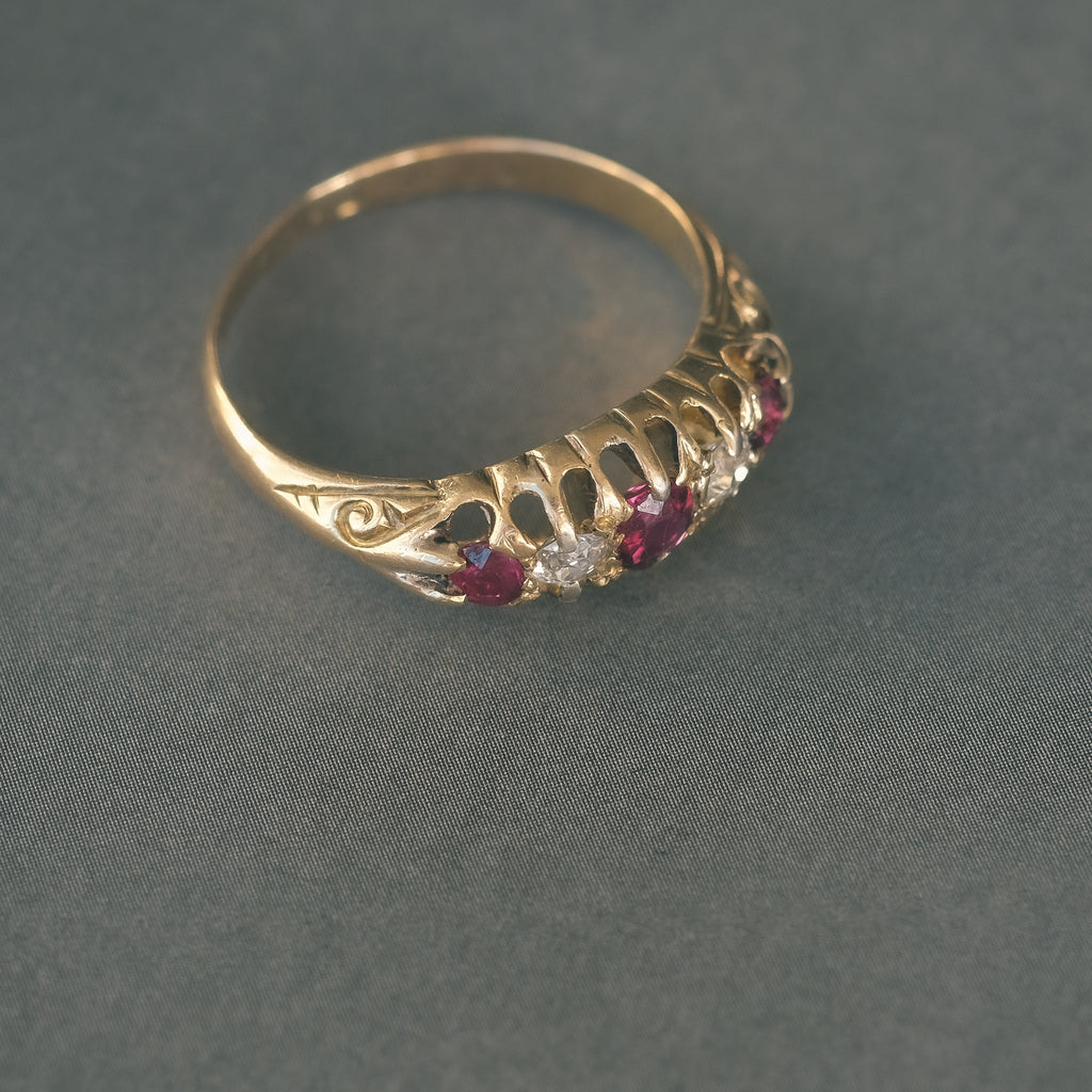 Edwardian Ruby Boat Ring - Lost Owl Jewelry