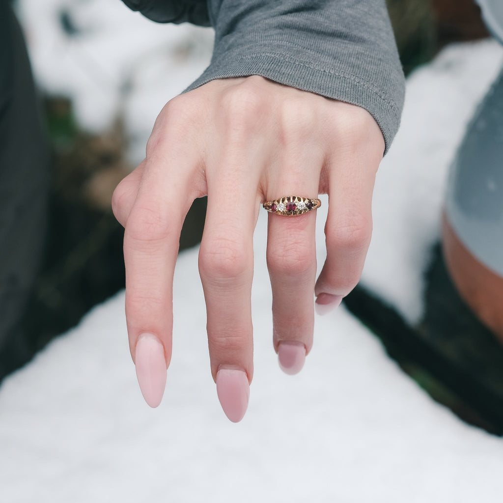 Edwardian Ruby Boat Ring - Lost Owl Jewelry