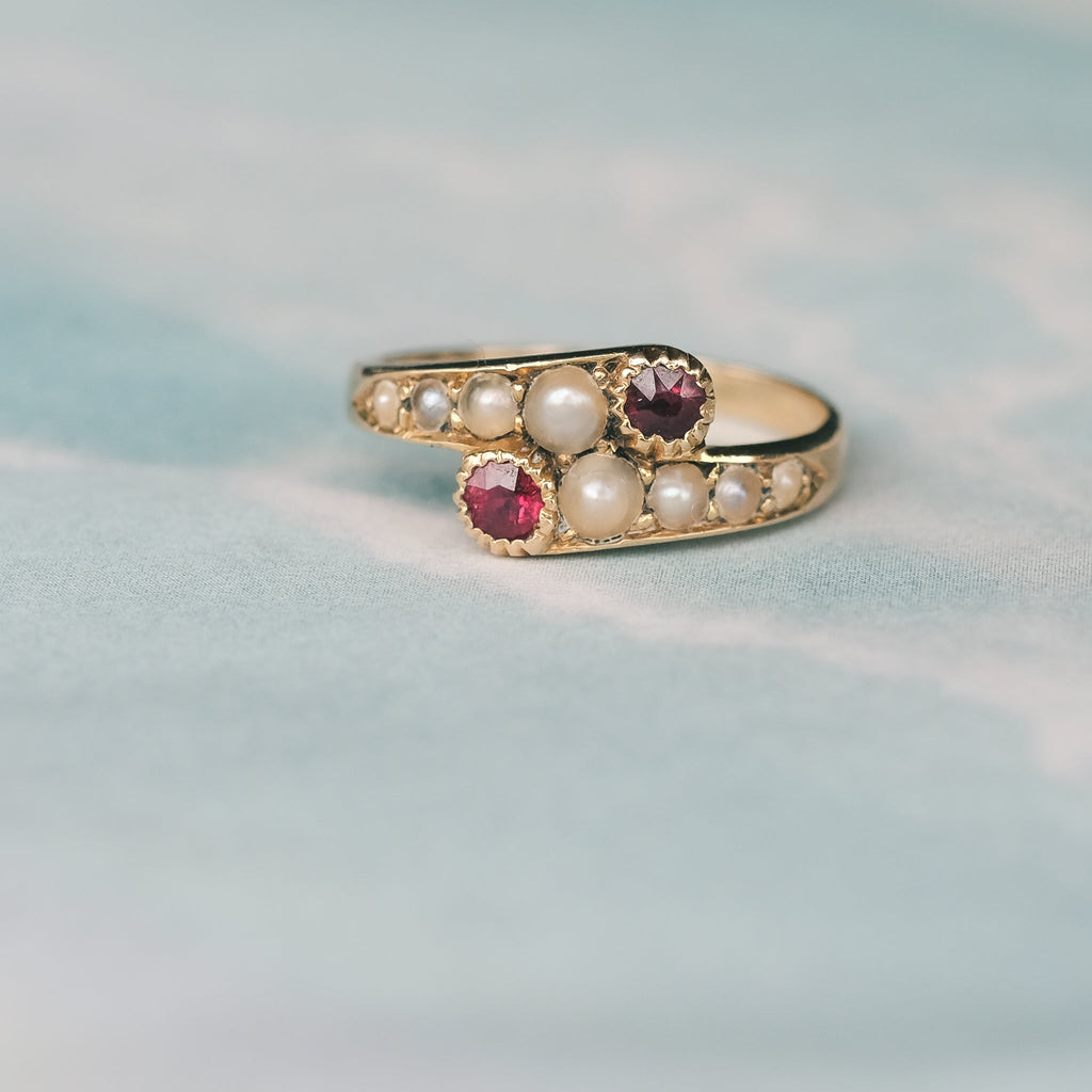 Edwardian Ruby Crossover Ring - Lost Owl Jewelry