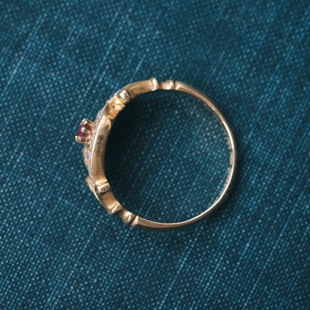 Edwardian Ruby Crossover Ring - Lost Owl Jewelry