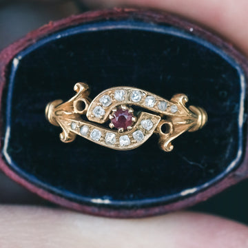 Edwardian Ruby Crossover Ring - Lost Owl Jewelry