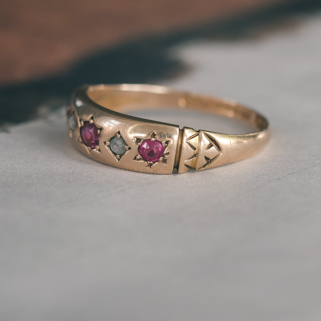 Edwardian Ruby & Diamond Band - Lost Owl Jewelry