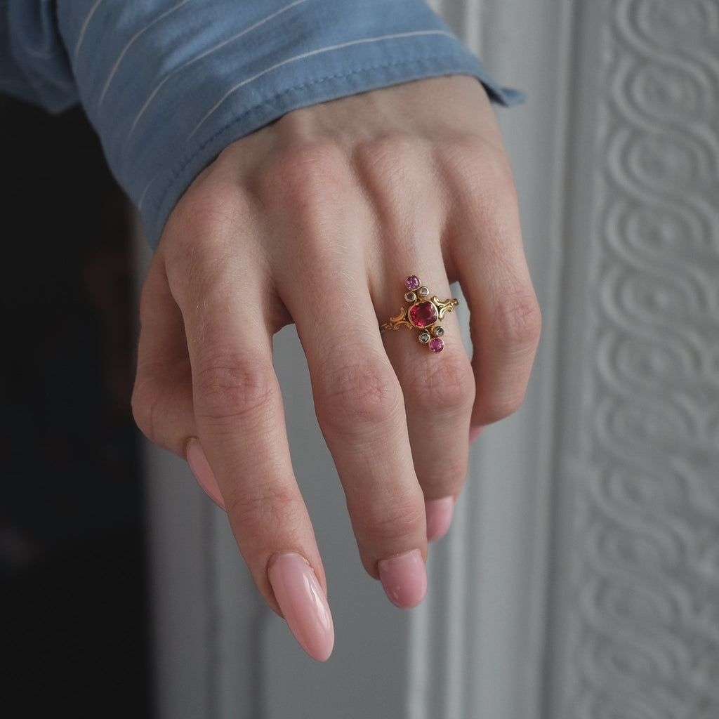 Edwardian Ruby North-South Ring - Lost Owl Jewelry