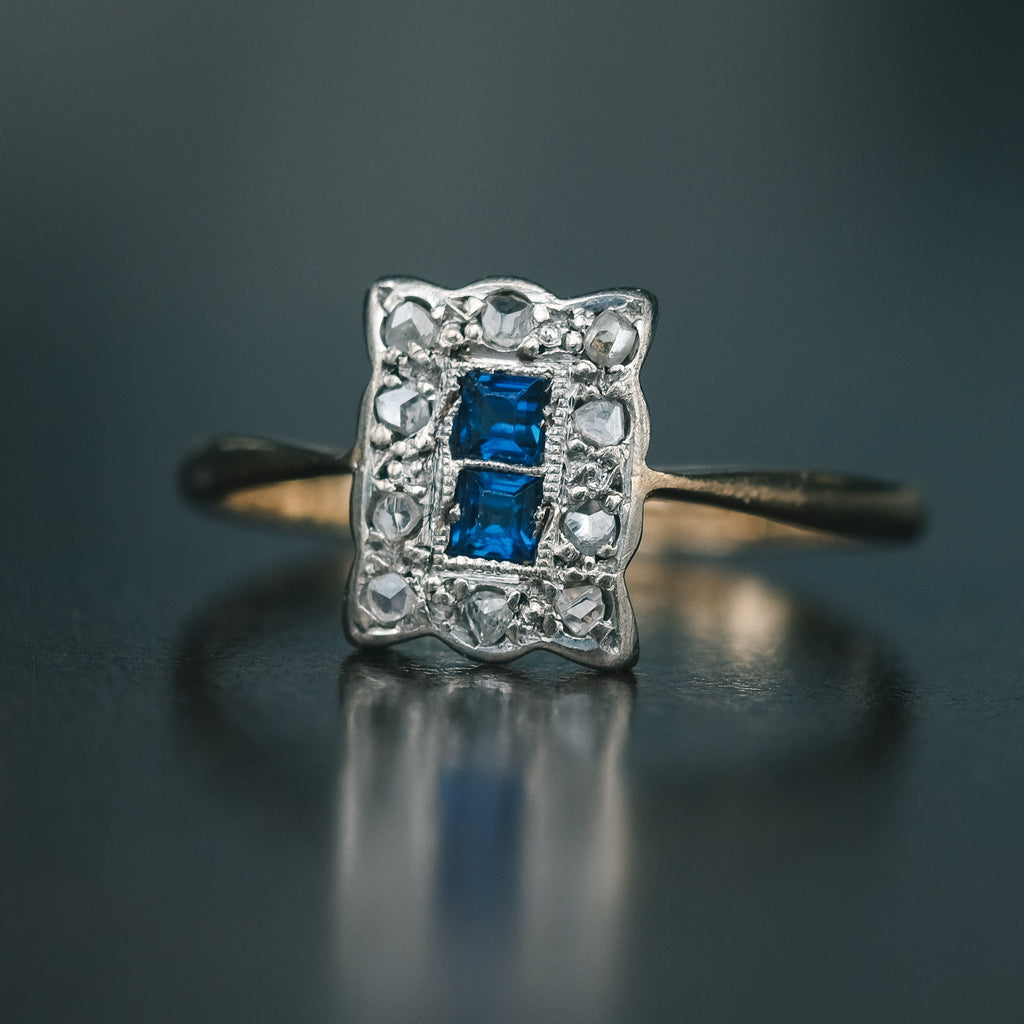 Edwardian Sapphire Picture Frame Ring - Lost Owl Jewelry