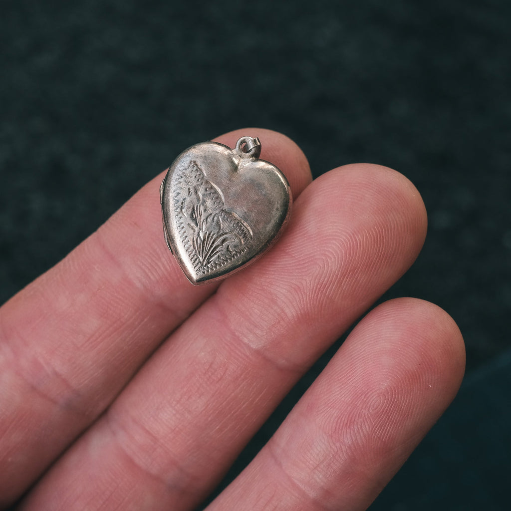 Edwardian Silver Heart Locket - Lost Owl Jewelry