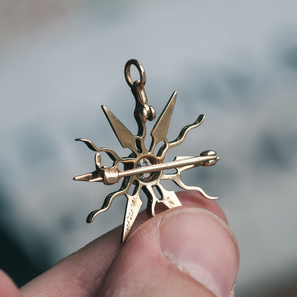 Edwardian Sun Spear Brooch - Lost Owl Jewelry
