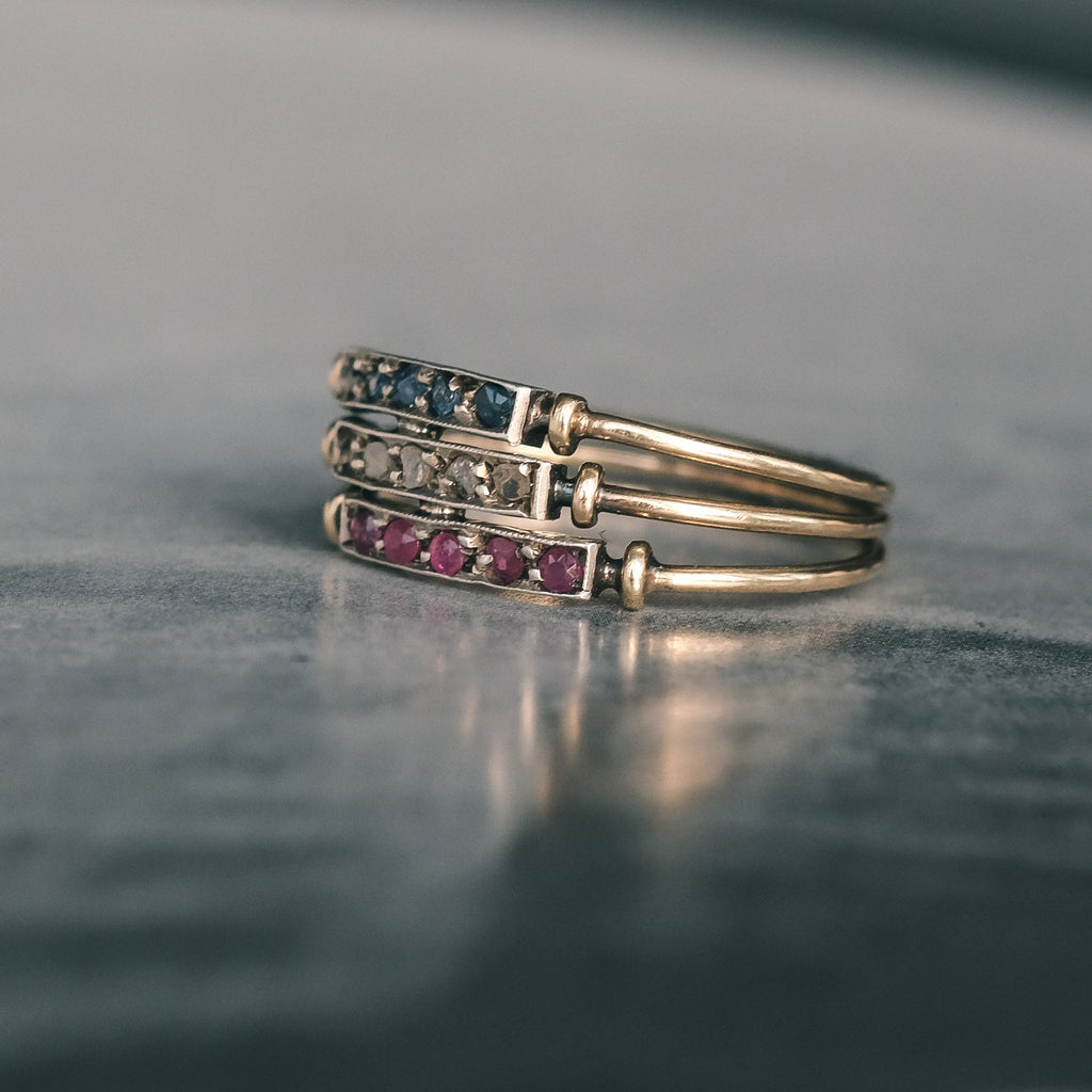 Edwardian Tricolor Harem Ring - Lost Owl Jewelry