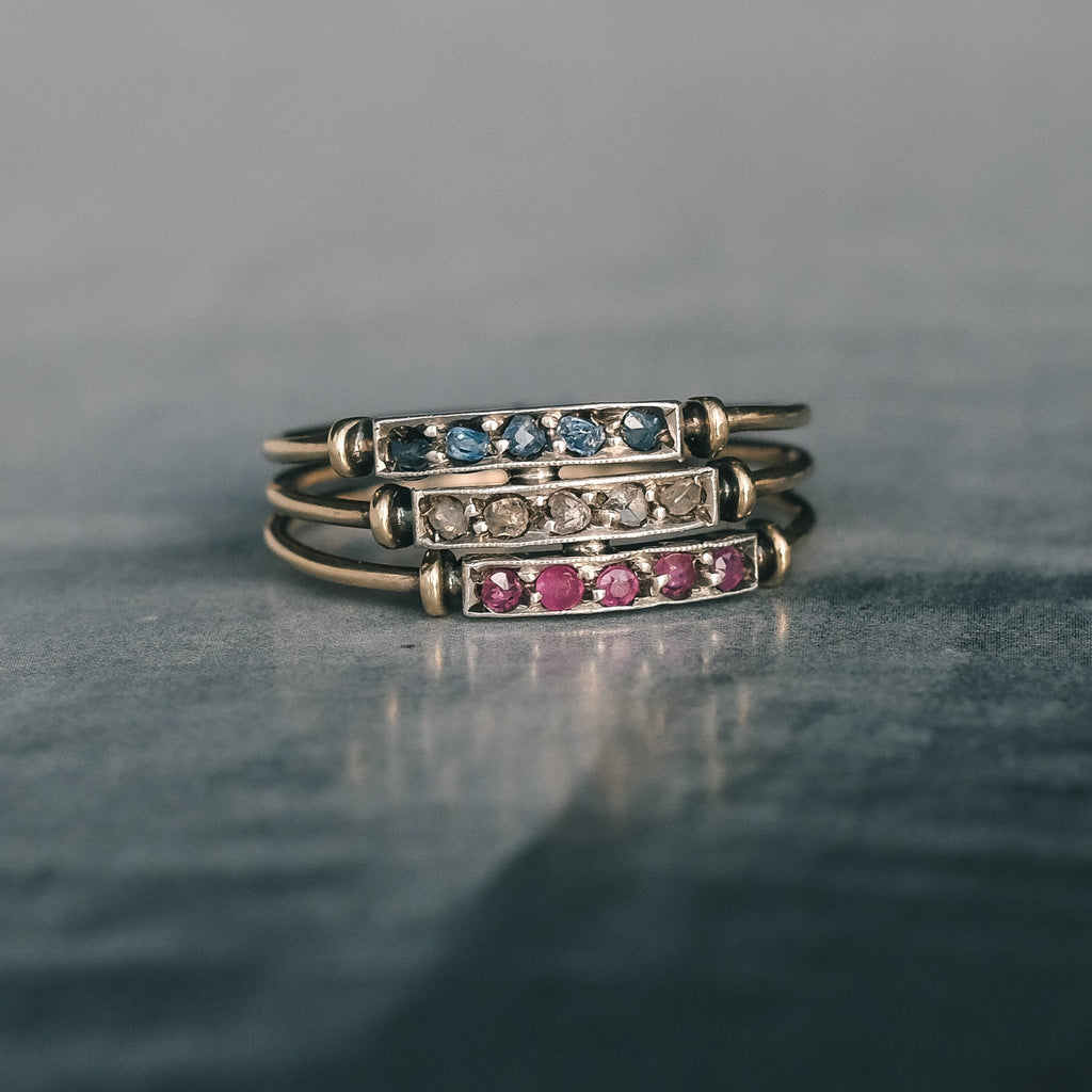 Edwardian Tricolor Harem Ring - Lost Owl Jewelry