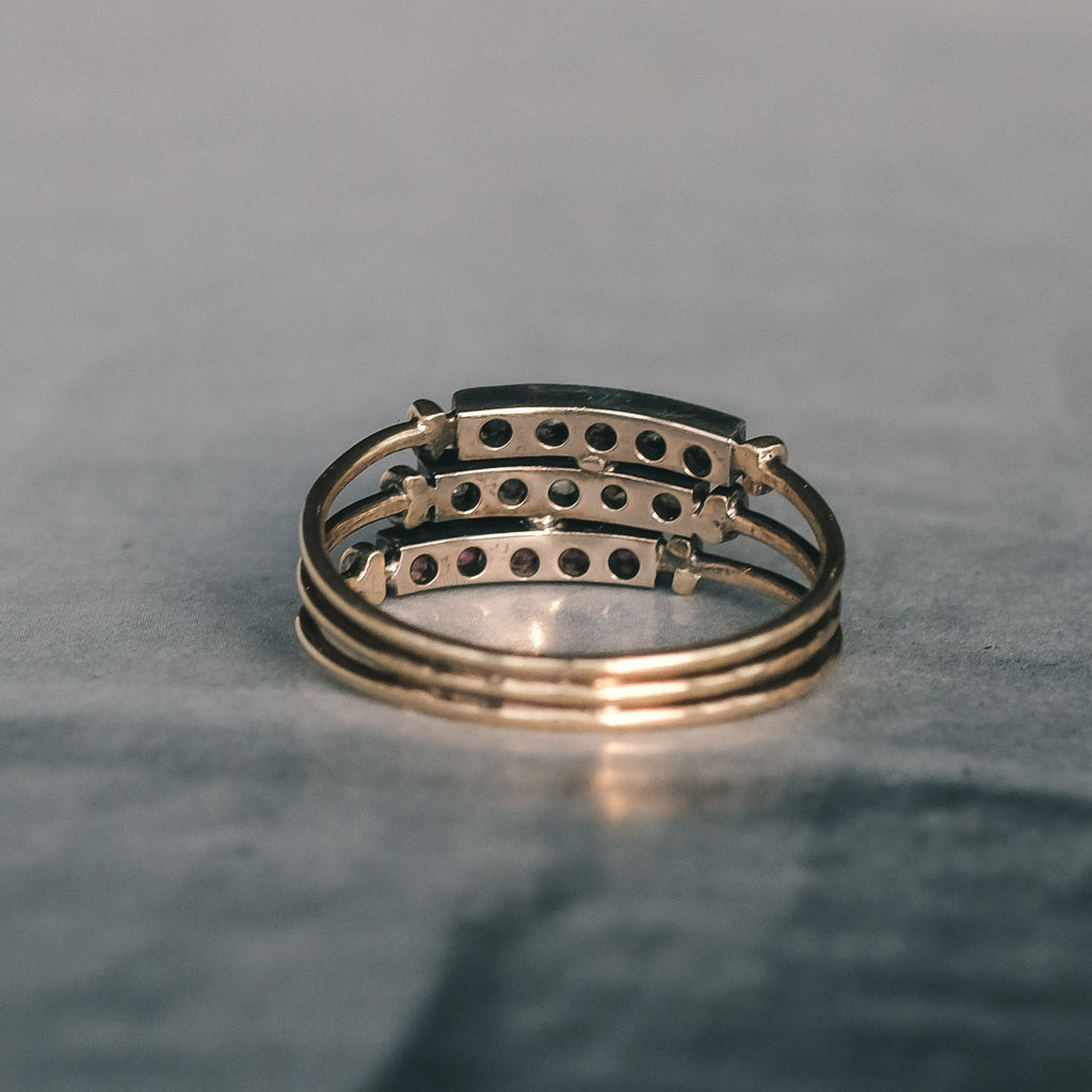 Edwardian Tricolor Harem Ring - Lost Owl Jewelry