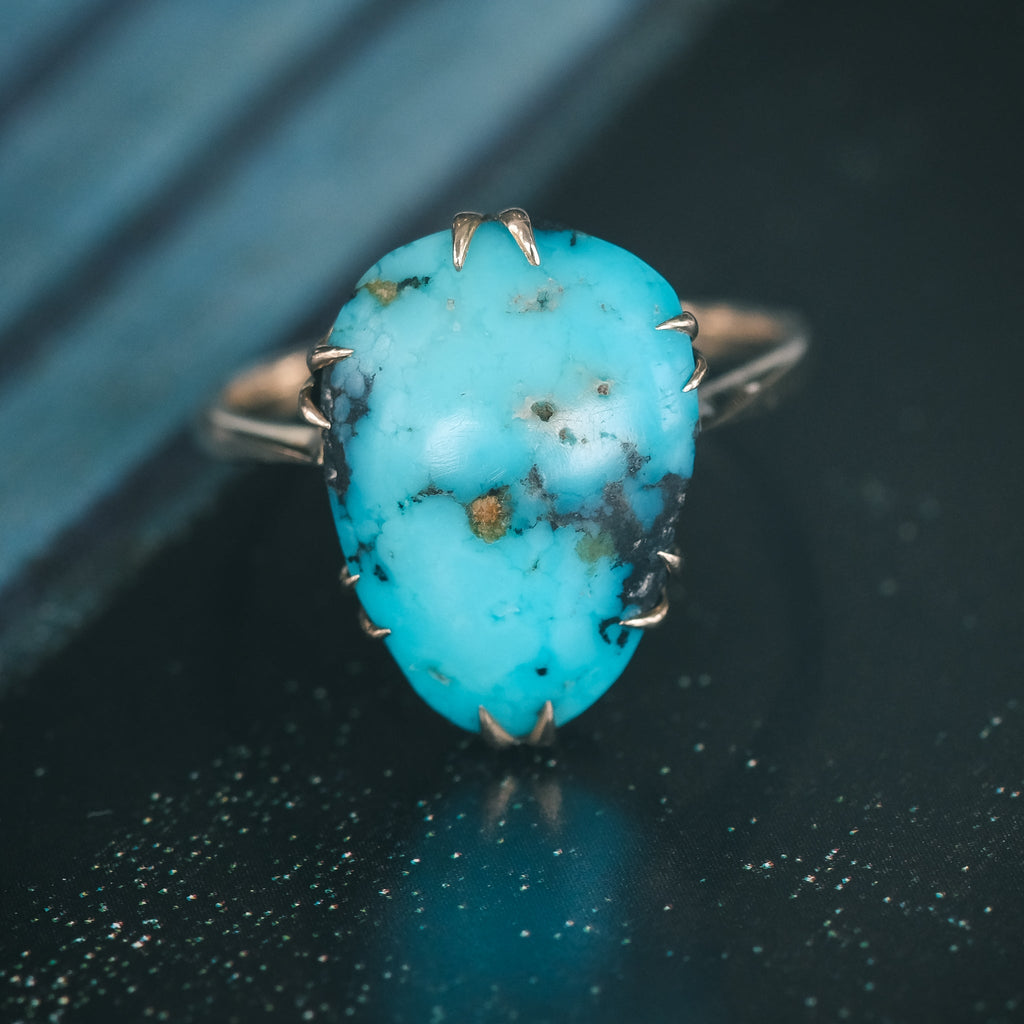 Edwardian Turquoise Matrix Ring - Lost Owl Jewelry