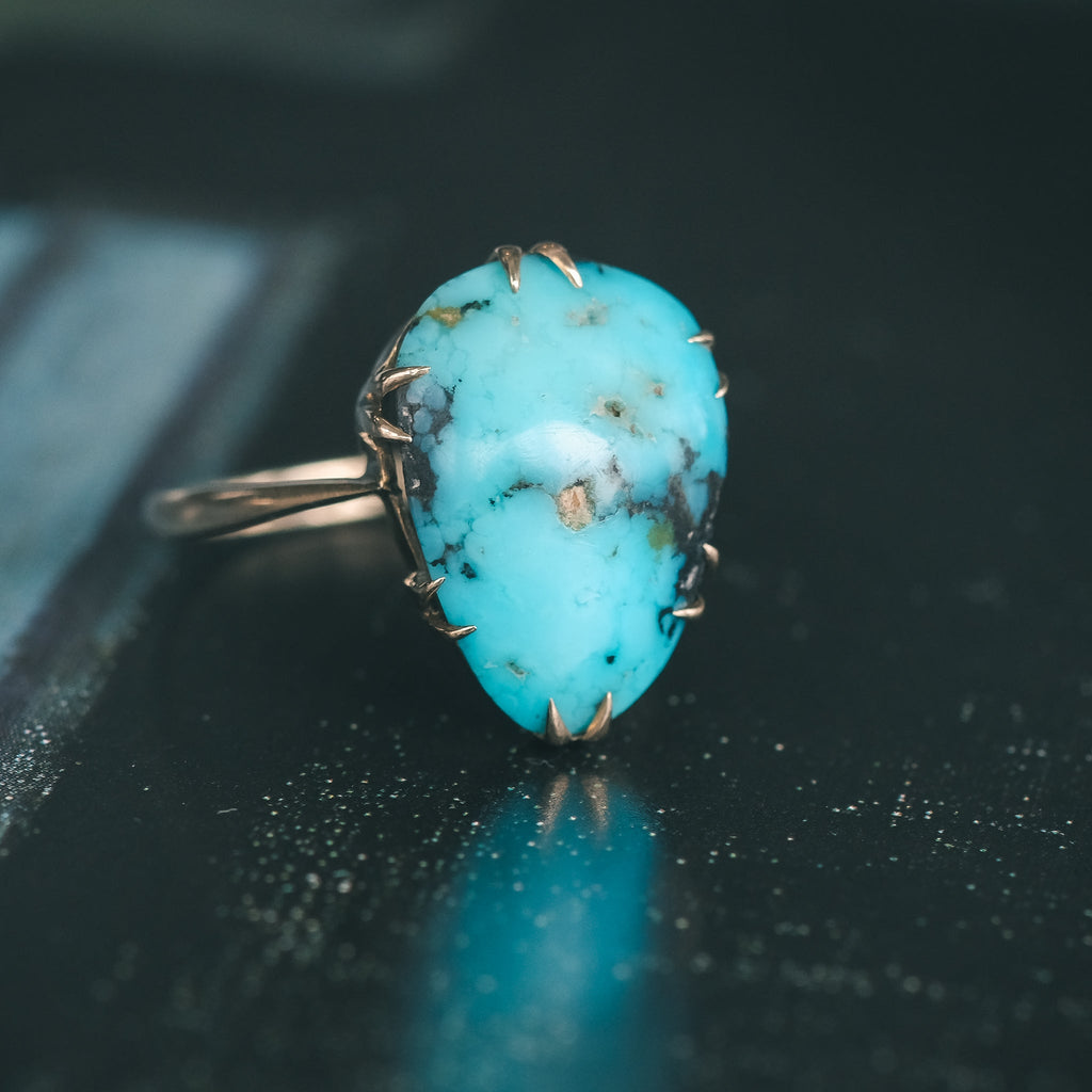 Edwardian Turquoise Matrix Ring - Lost Owl Jewelry