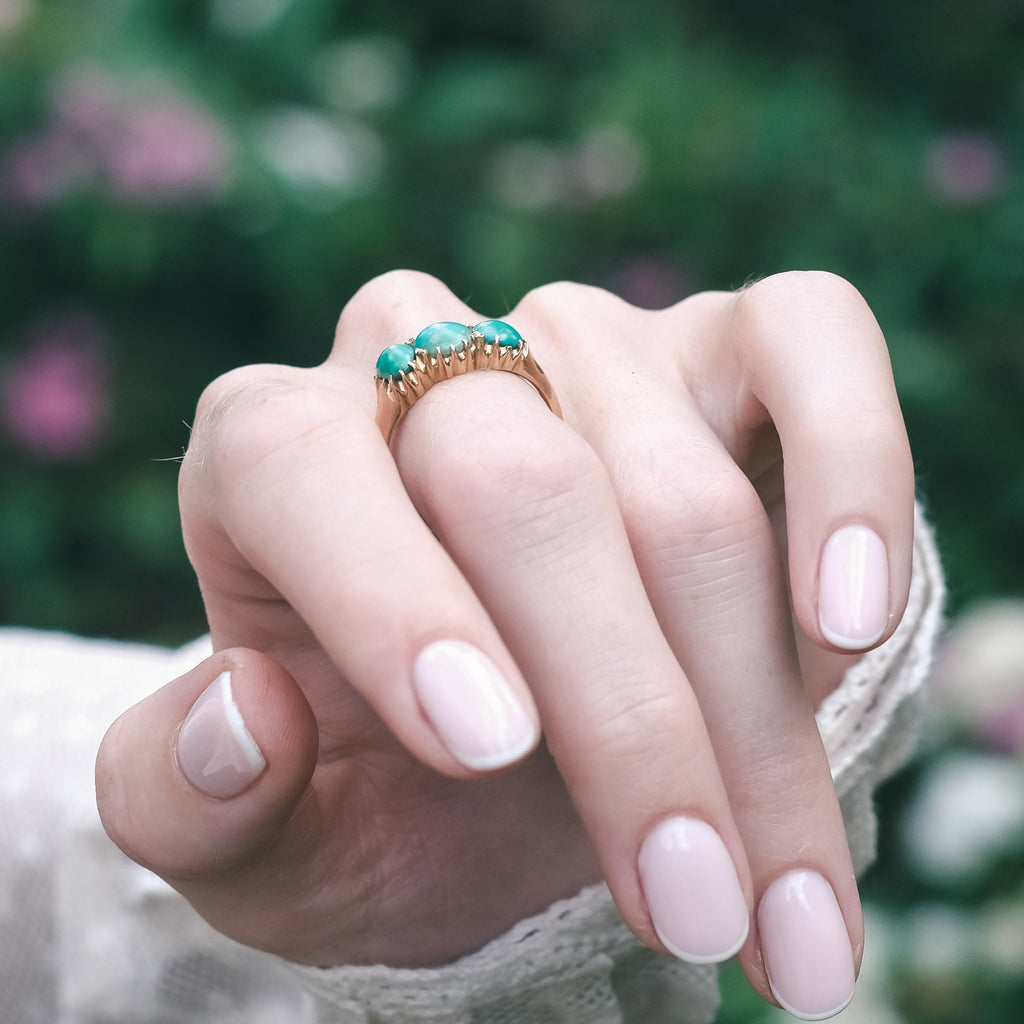 Edwardian Turquoise Trilogy Ring - Lost Owl Jewelry
