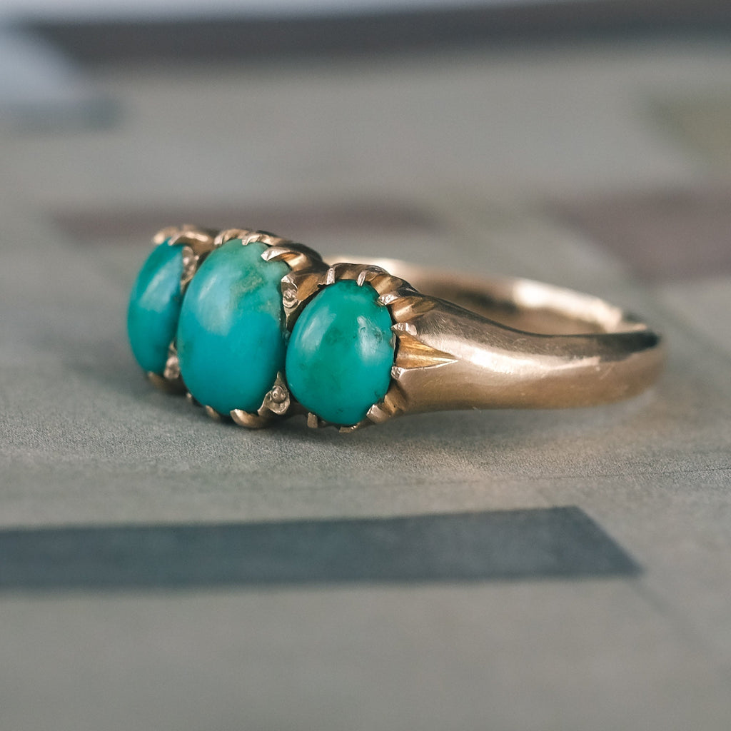 Edwardian Turquoise Trilogy Ring - Lost Owl Jewelry