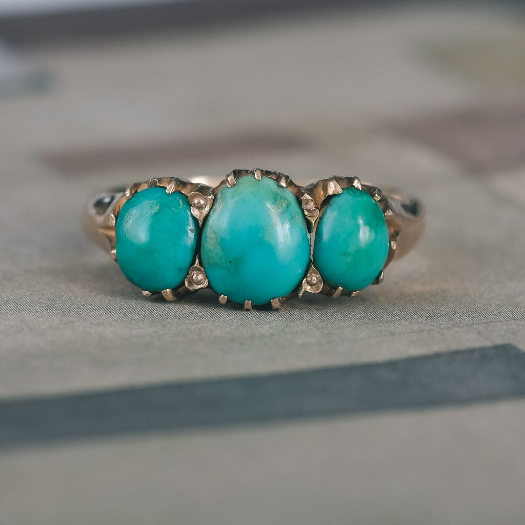 Edwardian Turquoise Trilogy Ring - Lost Owl Jewelry
