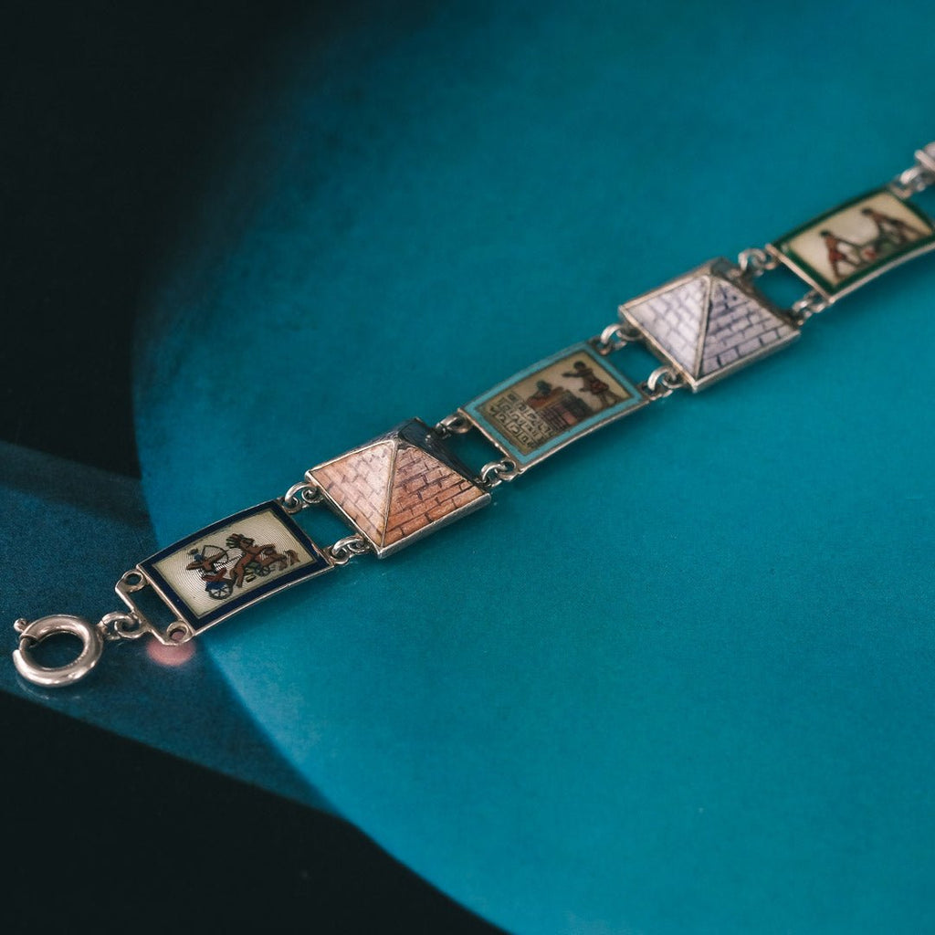 Egyptian Revival Enamel Bracelet - Lost Owl Jewelry