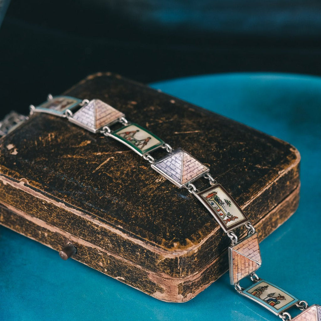 Egyptian Revival Enamel Bracelet - Lost Owl Jewelry