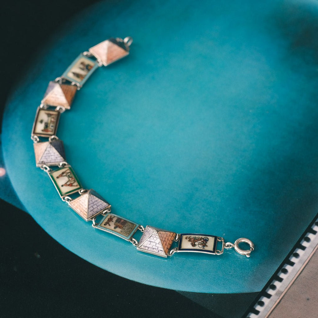 Egyptian Revival Enamel Bracelet - Lost Owl Jewelry