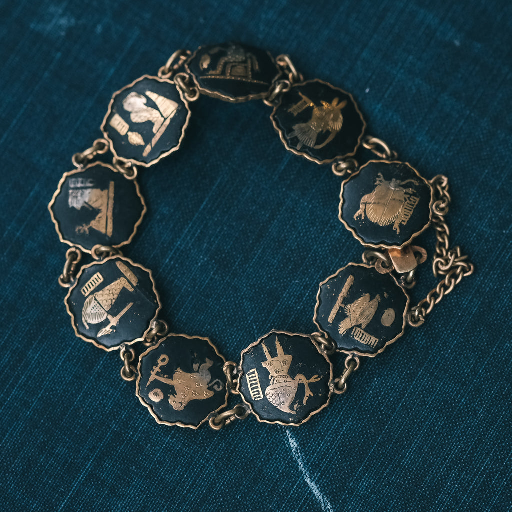 Egyptian Revival Panel Bracelet - Lost Owl Jewelry