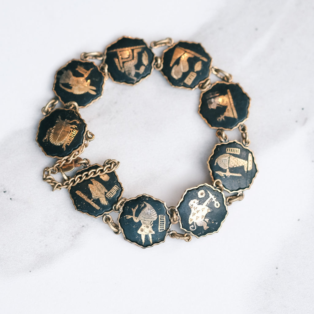 Egyptian Revival Panel Bracelet - Lost Owl Jewelry