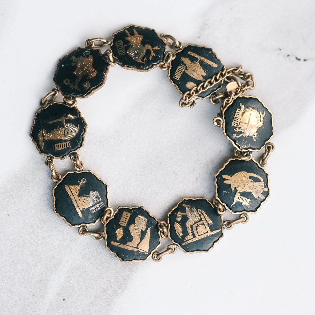 Egyptian Revival Panel Bracelet - Lost Owl Jewelry