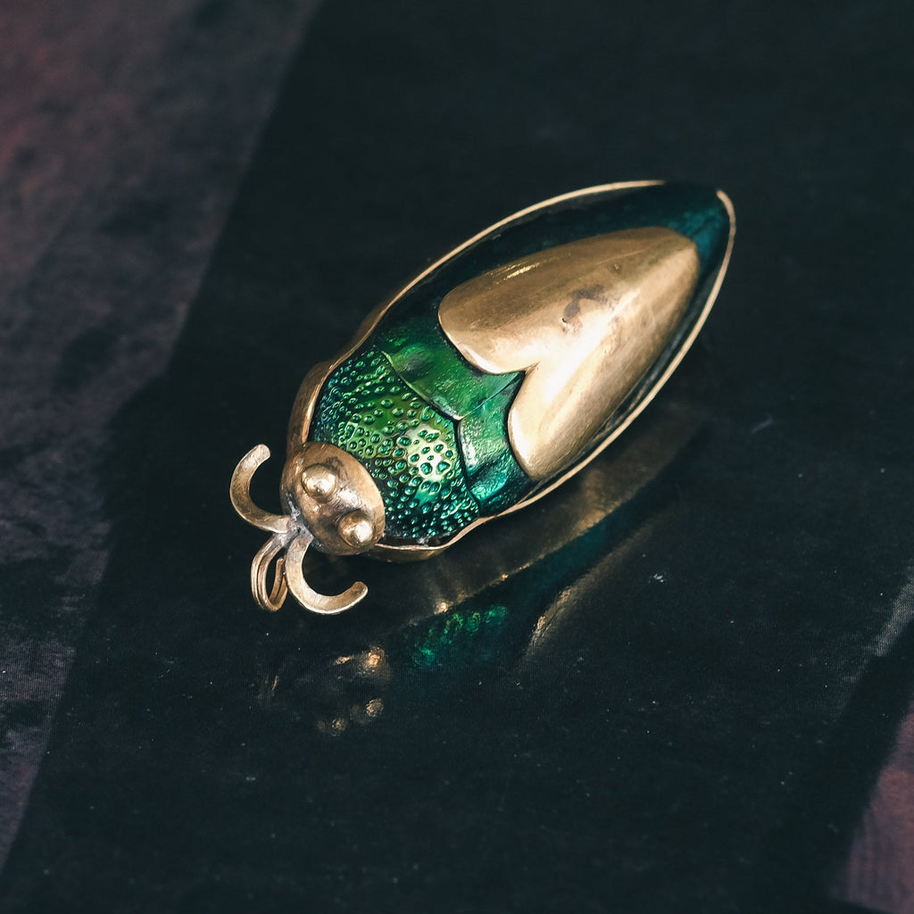 Egyptian Revival Scarab Beetle Brooch - Lost Owl Jewelry