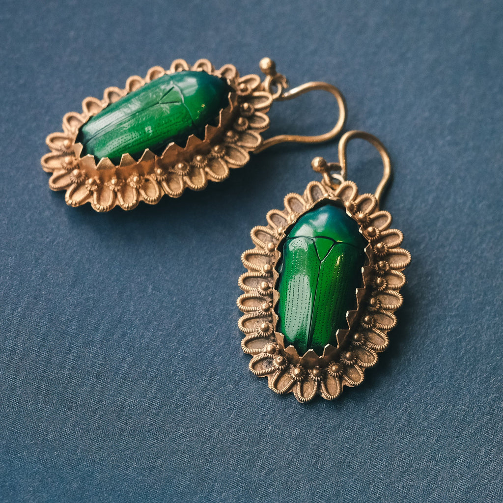 Egyptian Revival Scarab Earrings - Lost Owl Jewelry